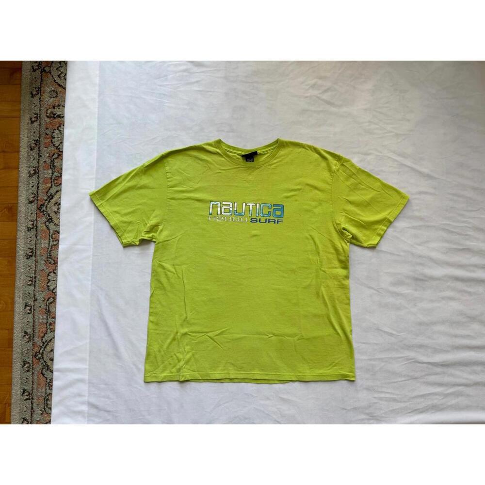 Vintage 90's/Y2K Nautica H2000 Surf Lime Green T-Shirt XXL